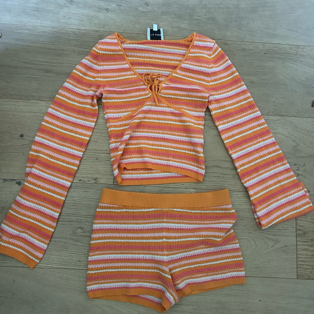 Striped Orange and Pink Sleepwear Set